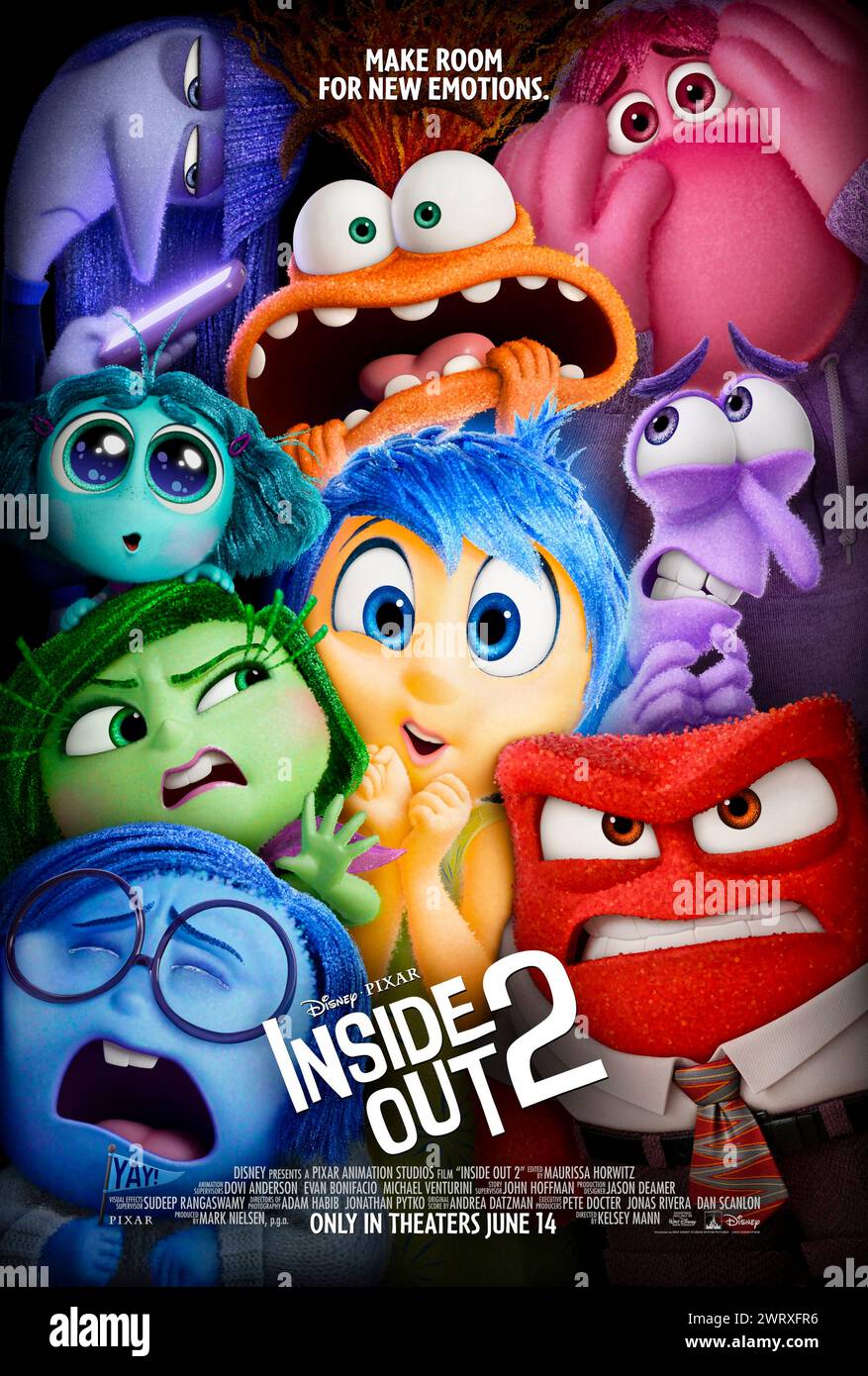 Inside Out 2 (2024) réalisé par Kelsey Mann et mettant en vedette Amy Poehler, Phyllis Smith et Lewis Black. Riley atteint son adolescence et rencontre de nouvelles émotions. Affiche AMÉRICAINE d'une feuille.***USAGE ÉDITORIAL SEULEMENT*** crédit : BFA / Walt Disney Studios Banque D'Images