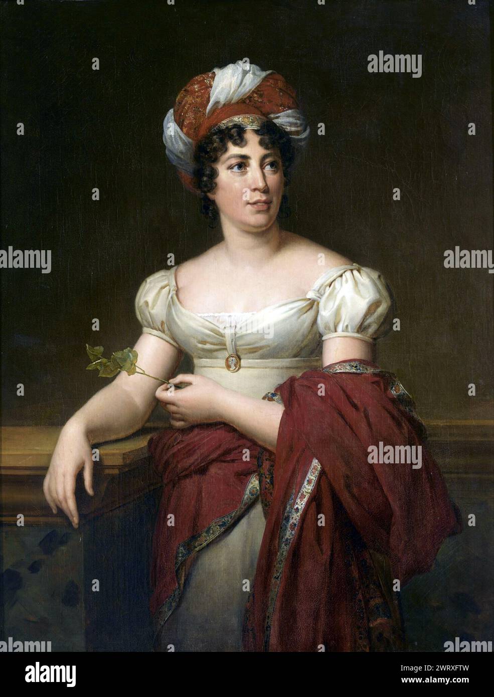 « Madame de Staël » de Marie-Éléonore Godefroid (1813), Portrait de Mme de Staël, Anne Louise Germaine de Staël-Holstein (1766 – 1817), dite Madame de Staël, femme française de lettres et théoricienne politique Banque D'Images