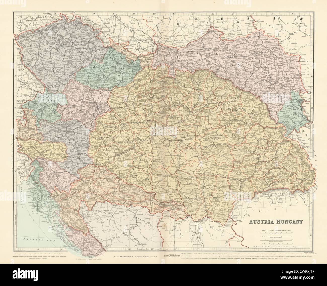 L'Autriche-Hongrie. Croatie République Tchèque Bohemia Galice la Transylvanie. 1896 STANFORD site Banque D'Images