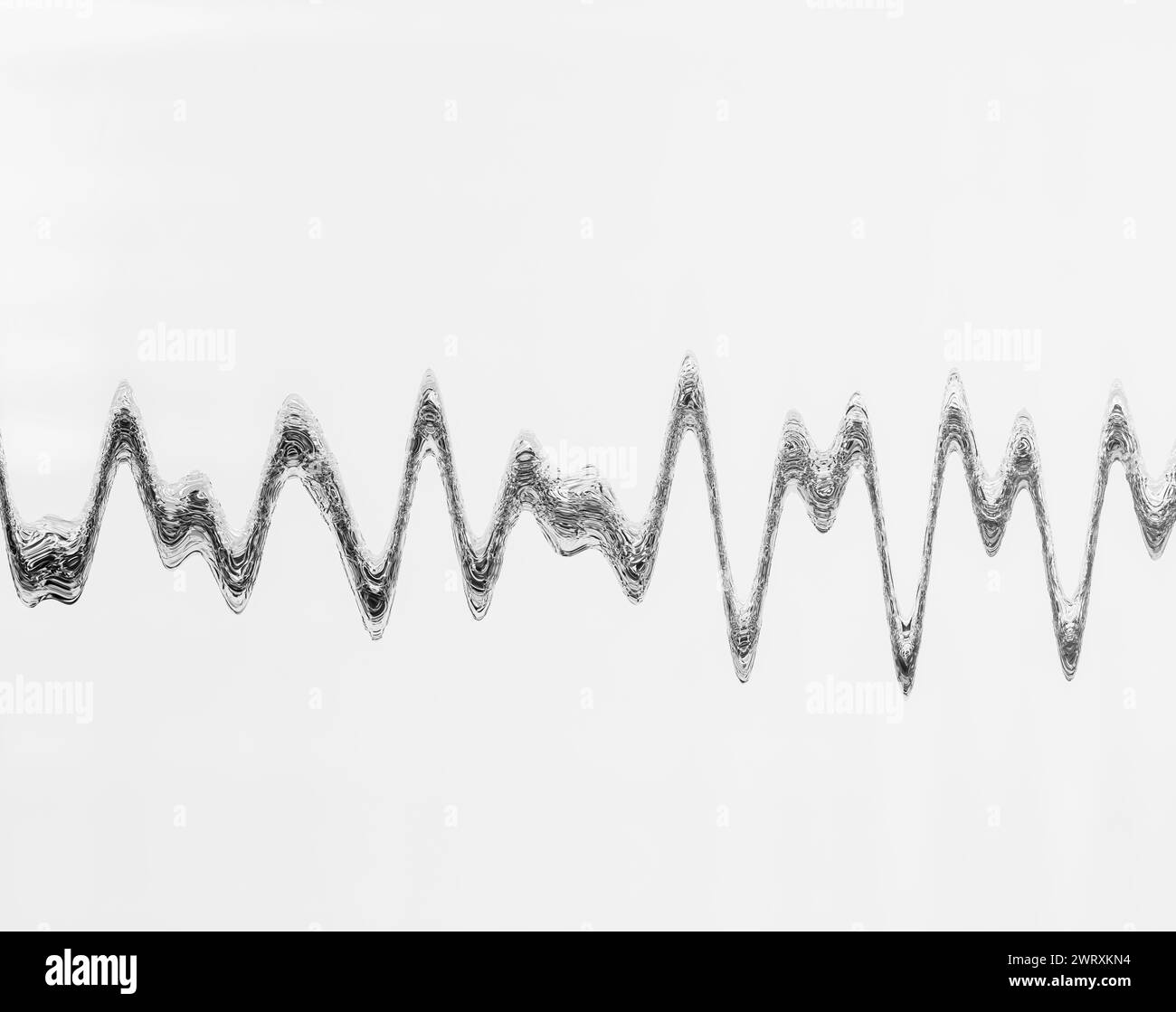 Illustration d'un graphique de feuille métallique, montrant une surface argentée métallisée rayée sur l'échelle d'onde isolée sur blanc. Banque D'Images