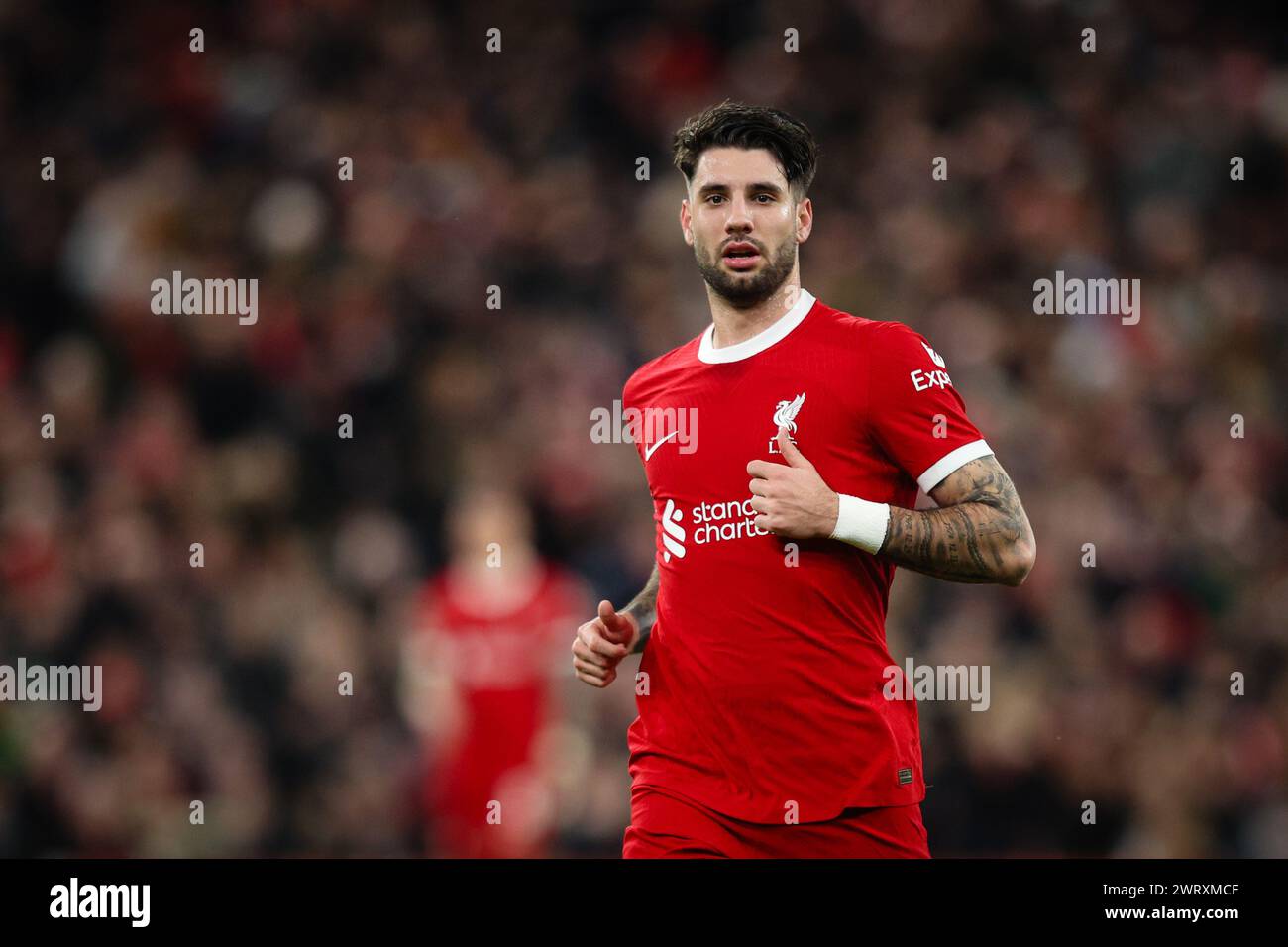 LIVERPOOL, Royaume-Uni - 14 mars 2024 : Dominik Szoboszlai de Liverpool lors du match de la 16e manche de l'UEFA Europa League entre le Liverpool FC et le Sparta Prague au stade Anfield (crédit : Craig Mercer/ Alamy Live News) Banque D'Images