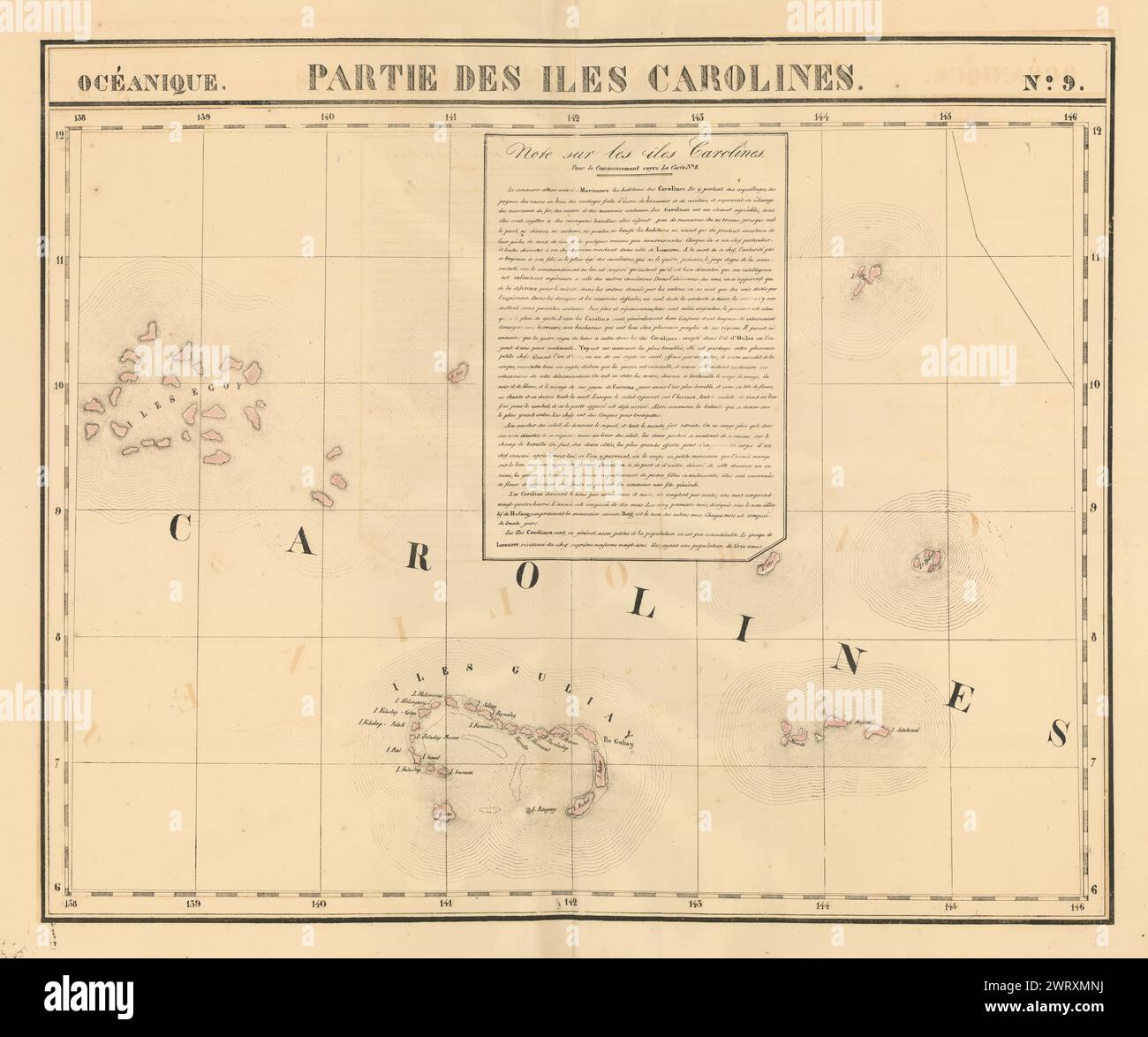 Océanique.Partie des Iles Carolines #9.Yap Micronésie.Carte VANDERMAELEN 1827 Banque D'Images