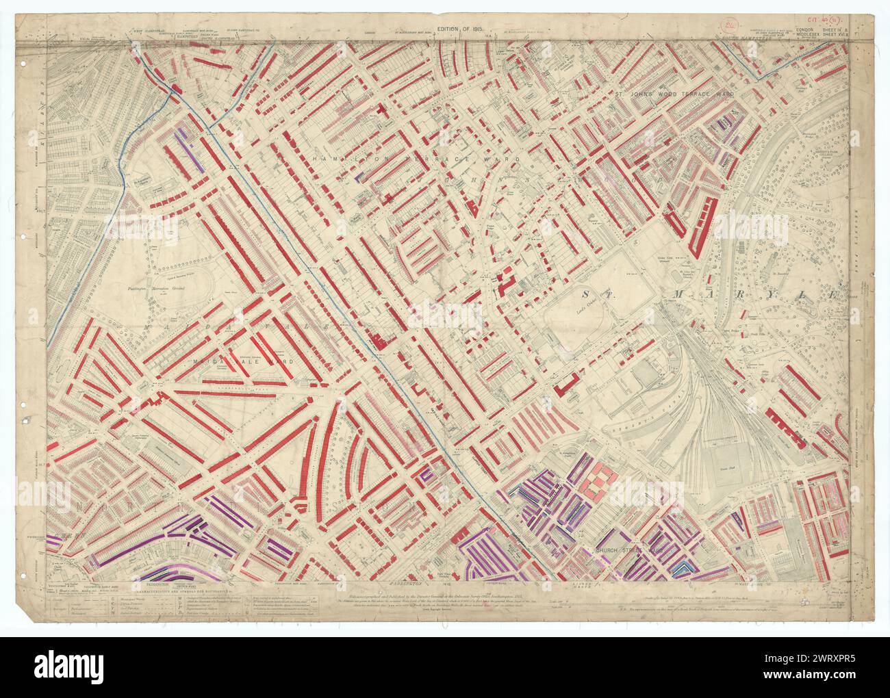 LSE PAUVRETÉ OS CARTE PREUVE St Johns Wood Maida Vale Lisson Grove Regents Park 1928 Banque D'Images