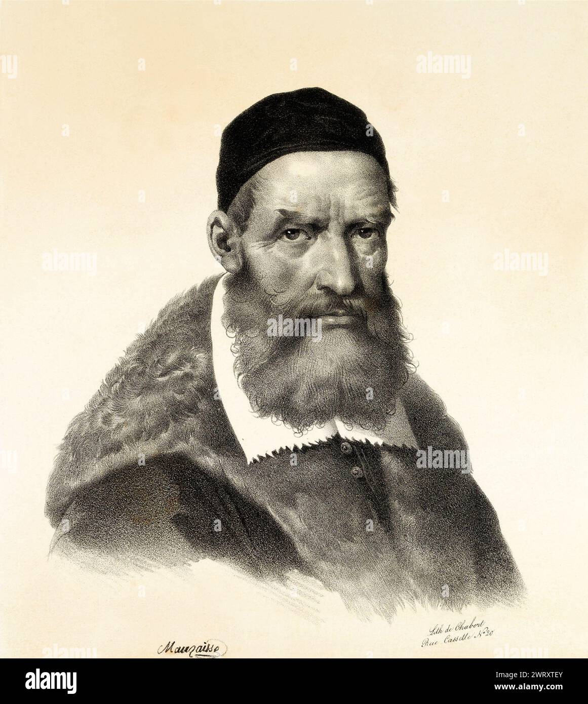 1500 CA , ITALIE : le célèbre peintre italien de la Renaissance Jacopo Palma il Vecchio ( 1480 CA - 1528 ) né Jacomo Nigretti de Lavalle . Son arrière-neveu était le peintre Palma il Giovane (' Palma le jeune , 1548 CA - 1628 ). Portrait de Mauzaisse , publié par lithographie de Chabert , Paris , XIX siècle .- IACOPO - L'ancien - PORTRAIT - RITRATTO - ARTE - ARTS VISUELS - ARTI VISIVE - PITTORE - gravure - incisione - illustration - illustratore - RINASCIMENTO - barbe - barba ---- ARCHIVIO GBB Banque D'Images