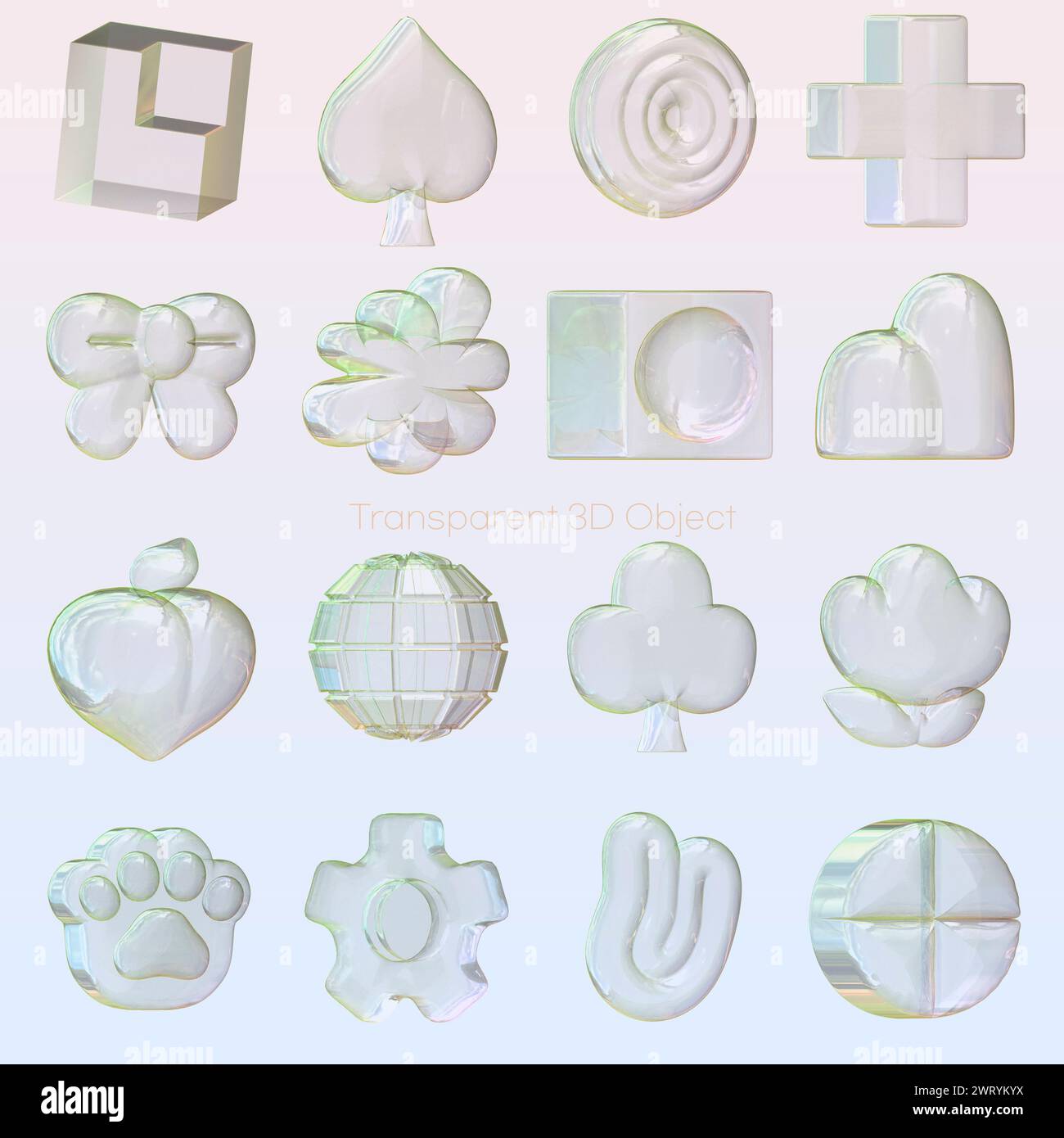 Ensemble d'objets graphiques 3D transparents Banque D'Images