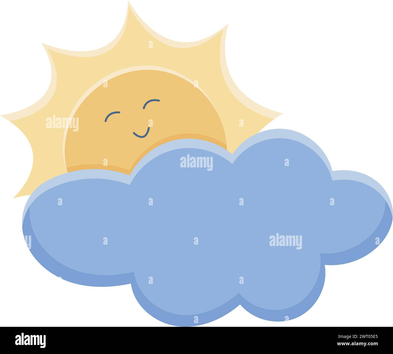 Le soleil positif jette un coup d'œil derrière les nuages Illustration de Vecteur