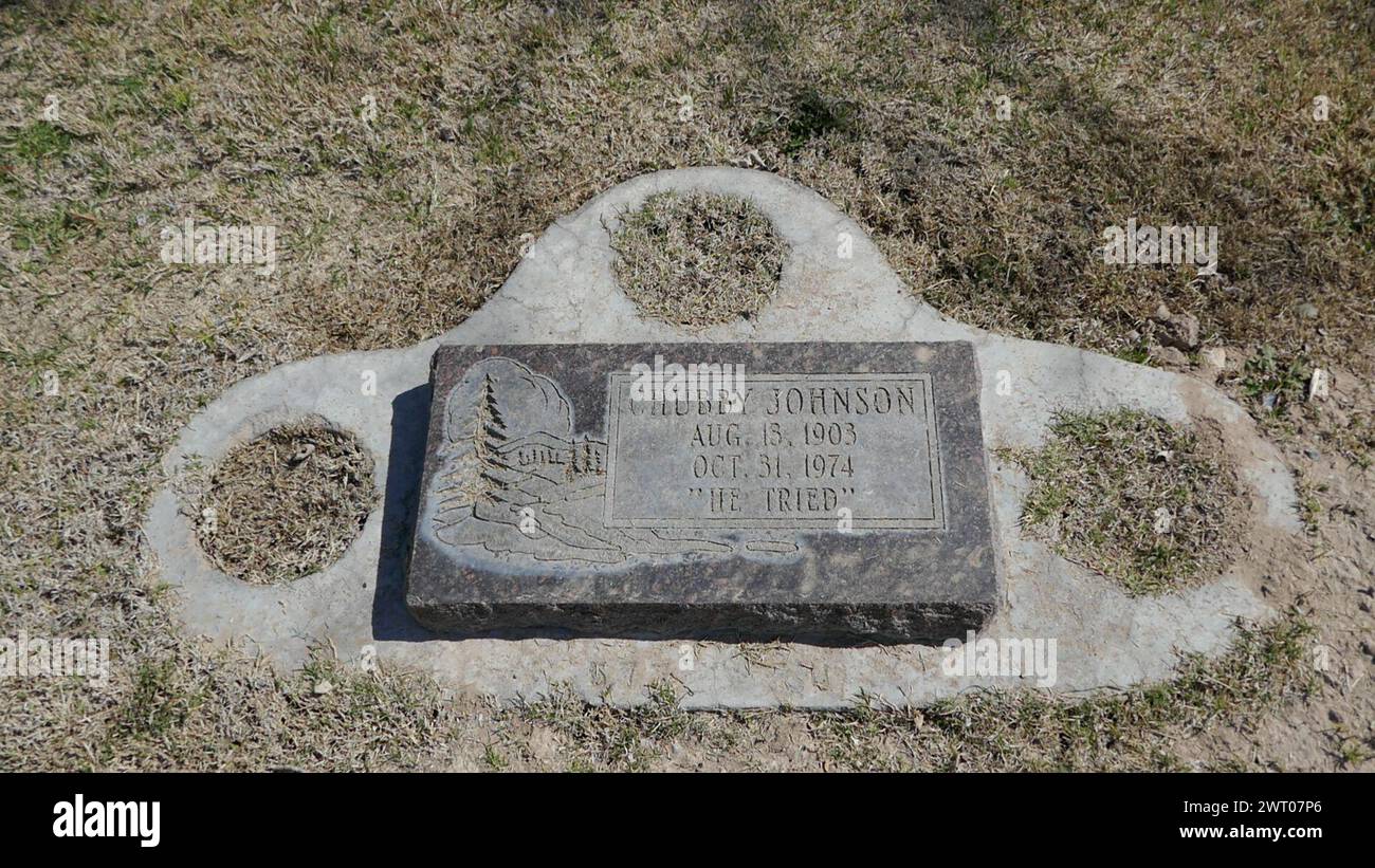 Las Vegas, Nevada, USA 7 mars 2024 L'acteur Chubby Johnson grave, alias Charles Rutledge Johnson au cimetière Woodlawn au 1500 N. Las Vegas Blvd le 7 mars 2024 à Las Vegas, Nevada, USA. Il est apparu dans plus de 80 films entre 1946 et 1972. Il a travaillé avec Errol Flynn, Ronald Reagan, James Stewart et Randolph Scott. Photo de Barry King/Alamy Stock photo Banque D'Images