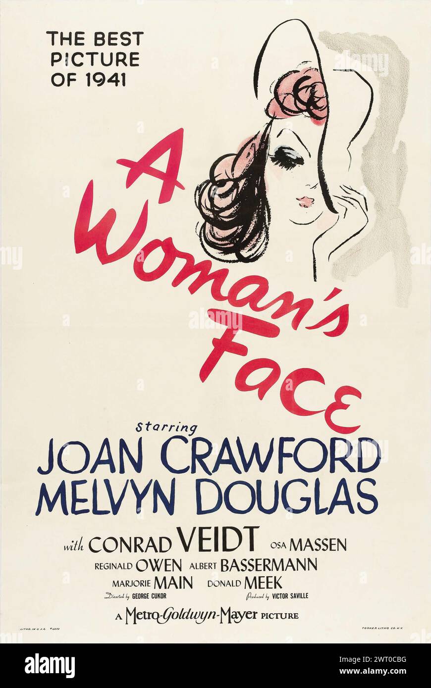 Affiche de film vintage pour le film de 1941 Un visage de femme feat Joan Crawford et Melvyn Douglas - meilleure photo de 1941 Banque D'Images