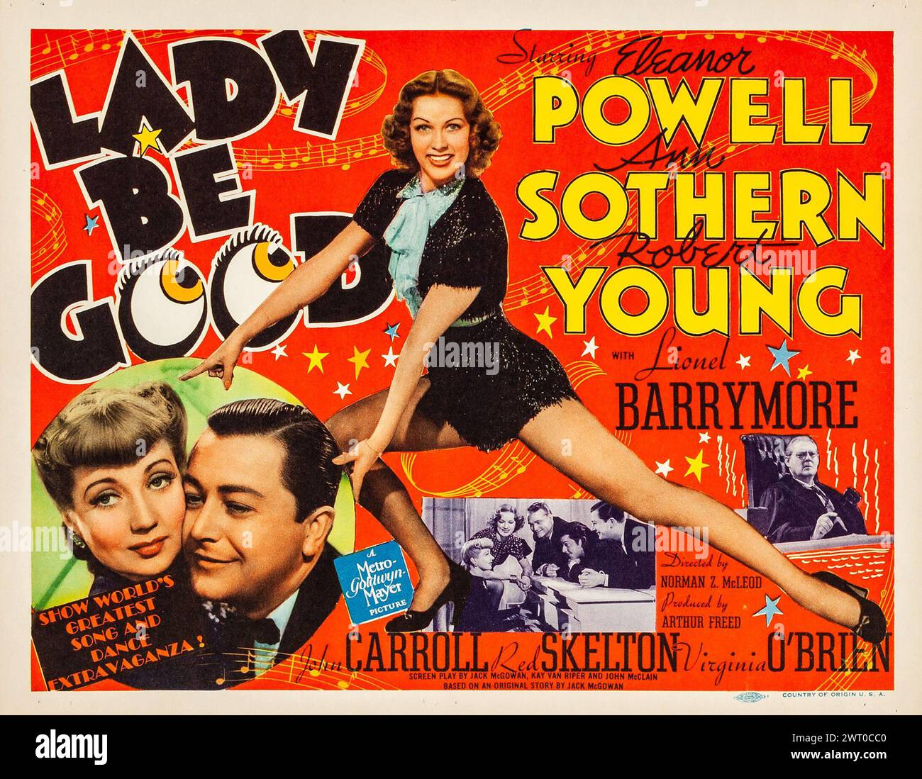 Affiche de film vintage pour le film MGM 1941 Lady Be Good. Eleanor Powell, Ann Sothern et Robert Young Banque D'Images