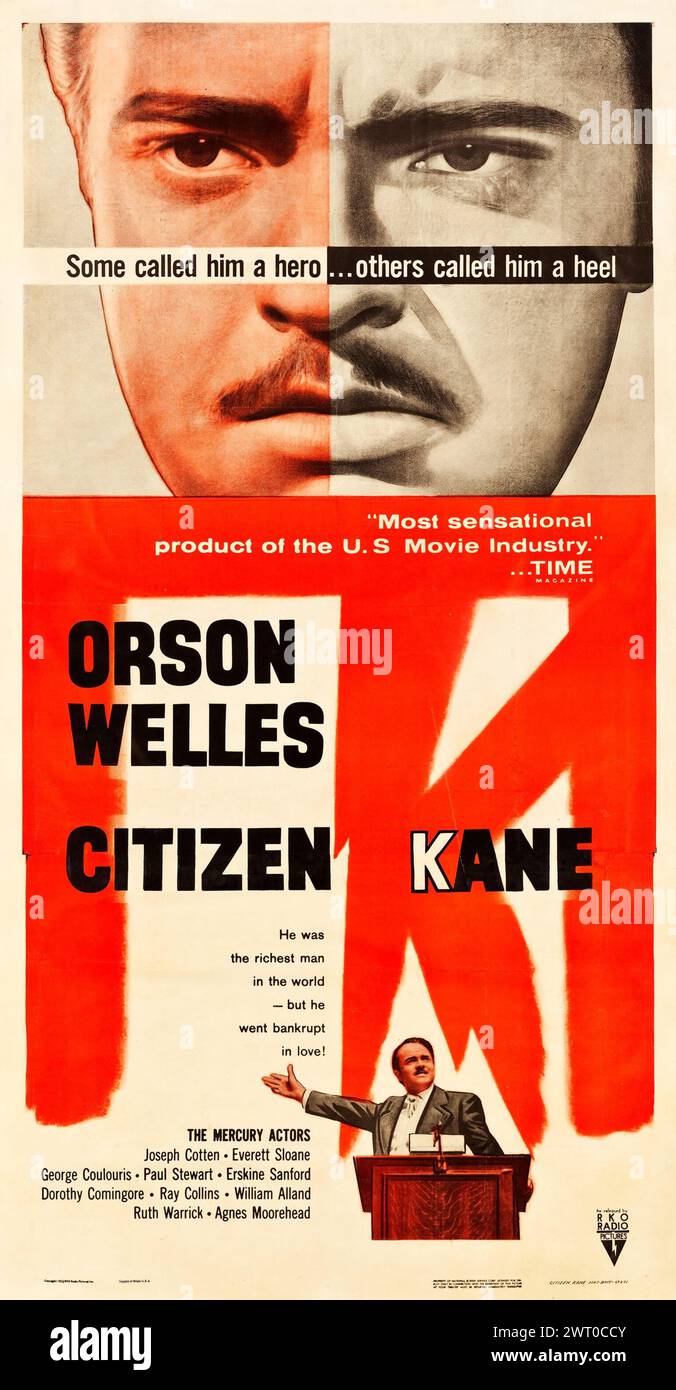 Affiche de film ancien - Citizen Kane (RKO, affiche de remake, 1956) feat Orson Welles Banque D'Images