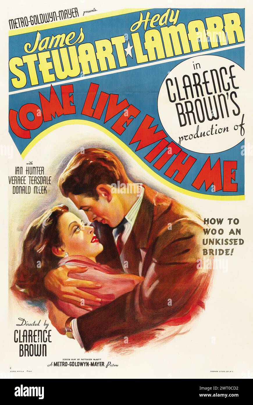 Affiche de vieux films - Come Live With me (MGM, 1941) James Stewart & Hedy Lamarr Banque D'Images