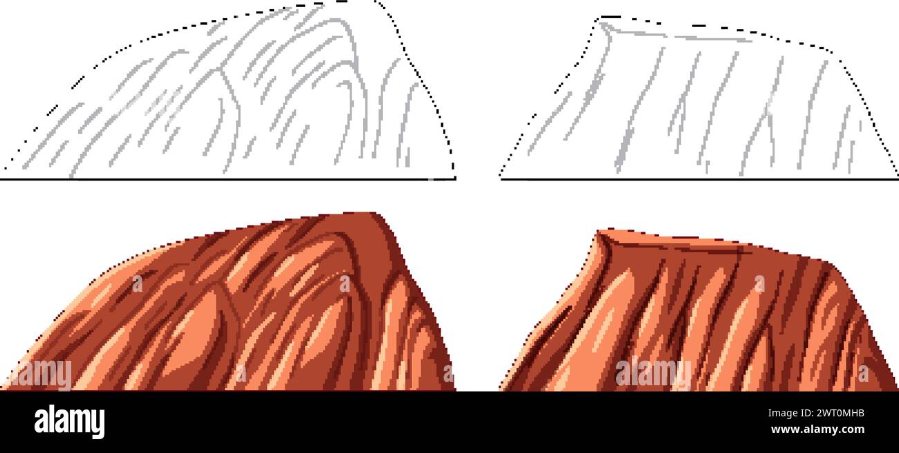 Quatre illustrations vectorielles de couches géologiques de roche Illustration de Vecteur