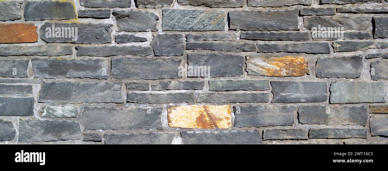 panorama vieux mur de briques en pierre de la nature, fond de texture Banque D'Images