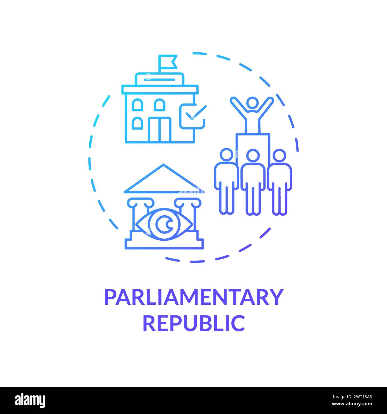 Icône de concept de dégradé bleu république parlementaire Illustration de Vecteur