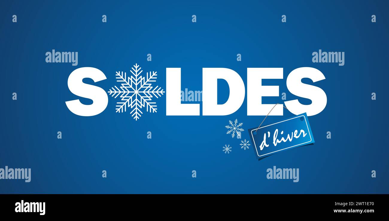 Fond de vente d'hiver avec flocons de neige - thème de bannière de vente de France Banque D'Images