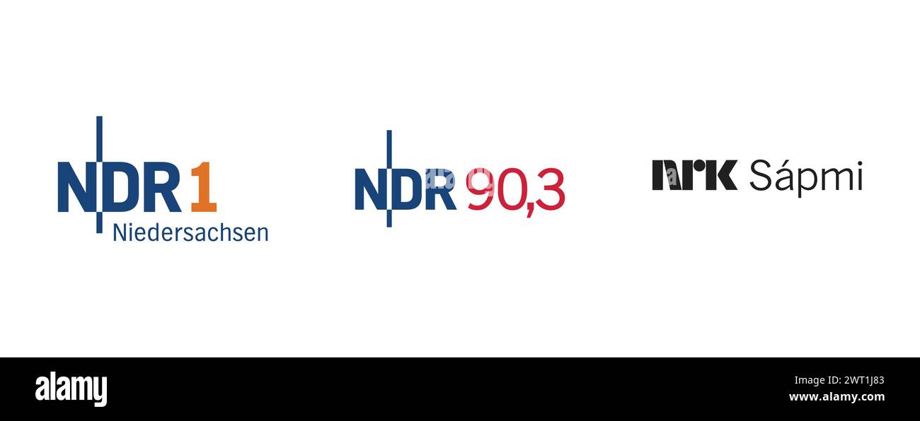 NRK Sapmi , NDR 1 Niedersachsen, NDR 90.3. Collection de logo de marque vectorielle. Illustration de Vecteur