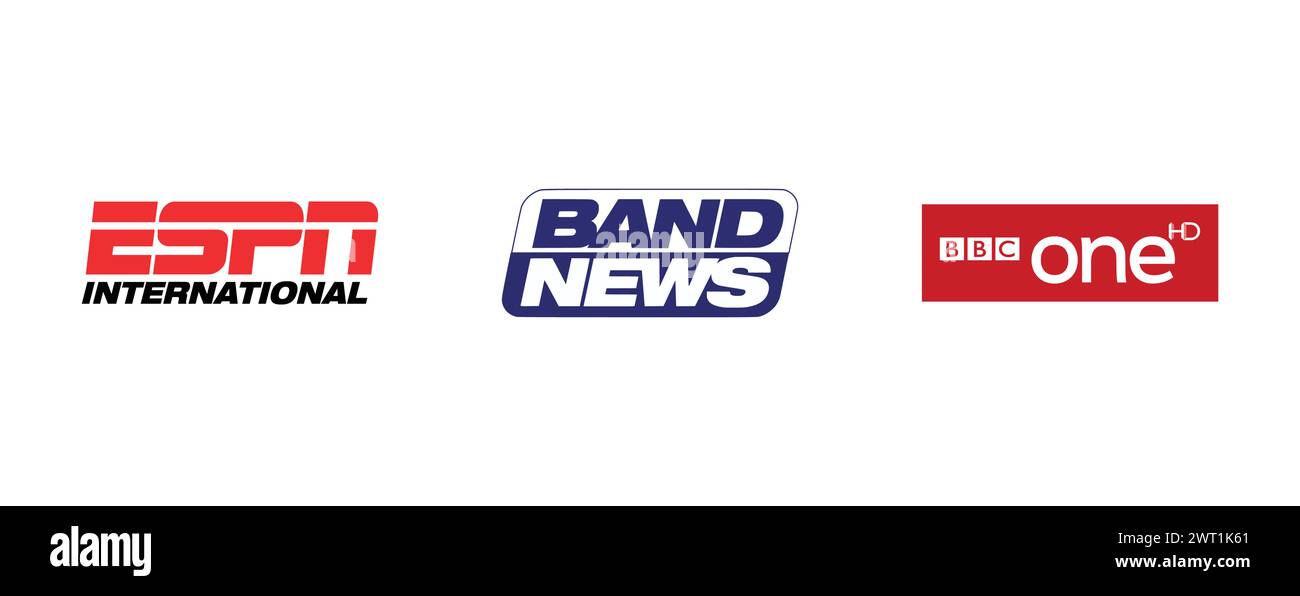 ESPN International , Band News TV , BBC One HD. Collection de logo de marque vectorielle. Illustration de Vecteur