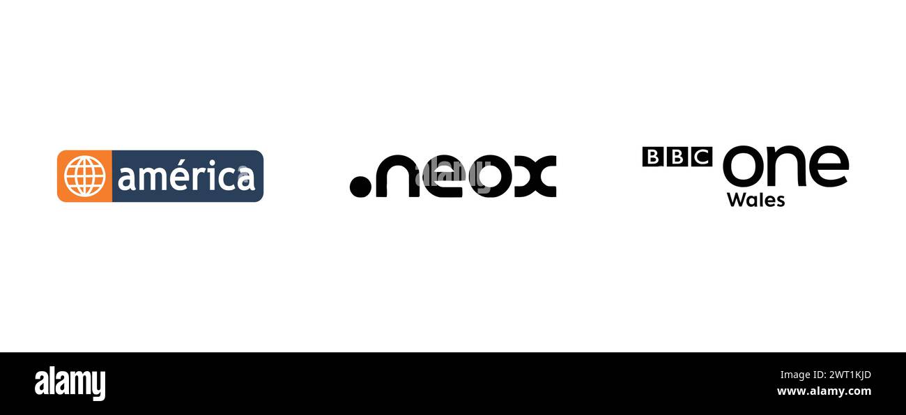 BBC One Wales , Neox , America Television. Collection de logo de marque vectorielle. Illustration de Vecteur
