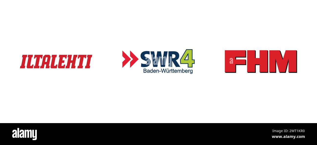 SWR 4 Baden Wurttemberg, Iltalehti, FHM. Collection de logo de marque vectorielle. Illustration de Vecteur
