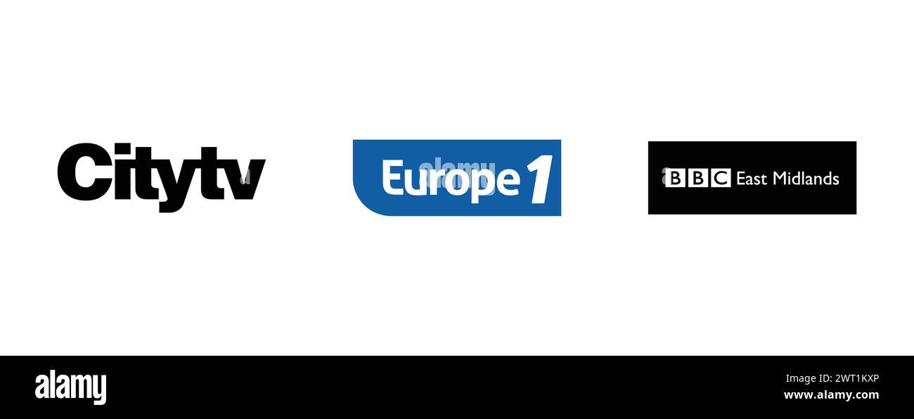 City tv, Europe , BBC Region East Midlands. Collection de logo de marque vectorielle. Illustration de Vecteur