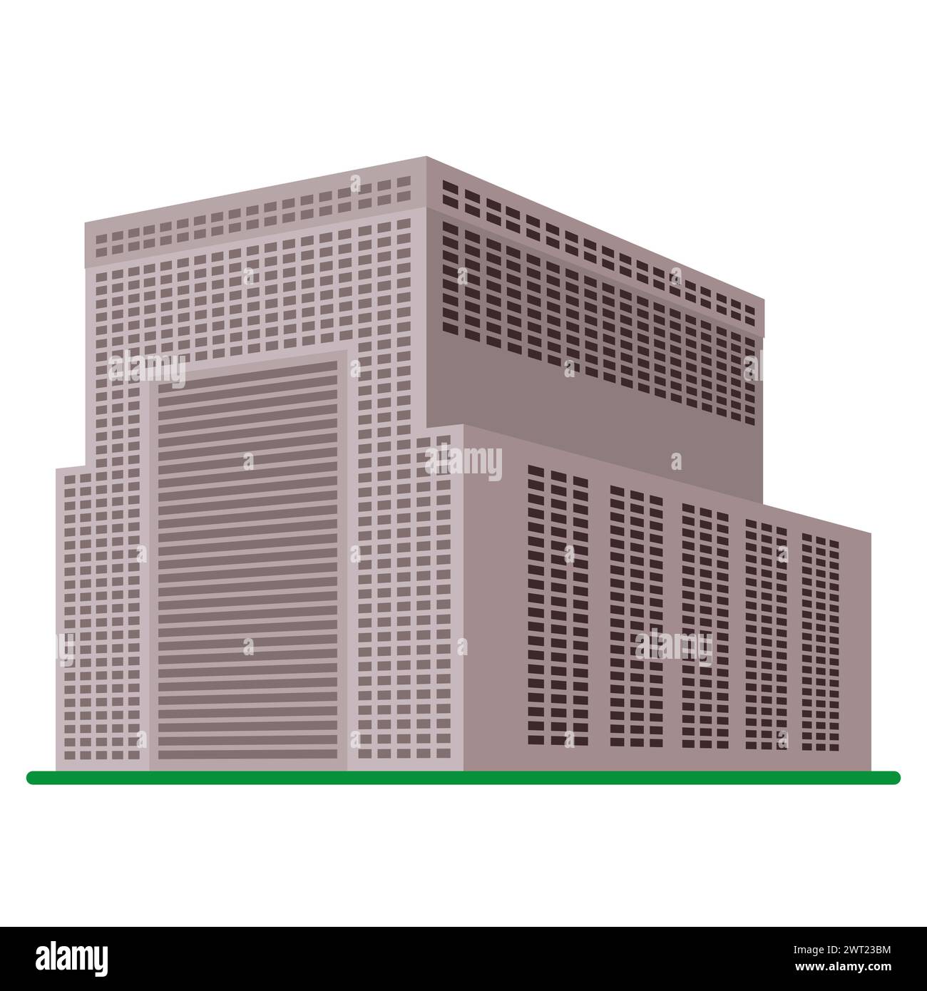 Un immeuble moderne de grande hauteur sur un fond blanc. Vue du bâtiment depuis le bas. Illustration vectorielle isométrique. Illustration de Vecteur