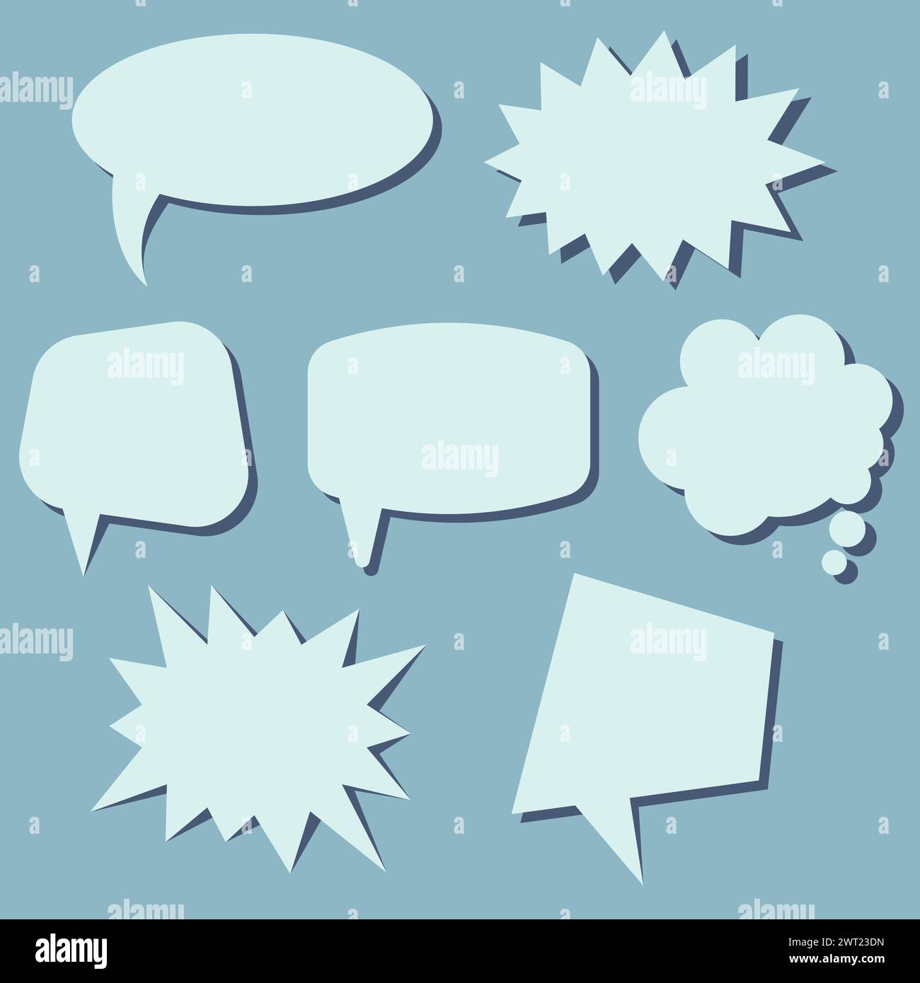 Ensemble de bulles de parole sur un fond bleu. Bulles de parole sans phrases. Illustration vectorielle. Illustration de Vecteur