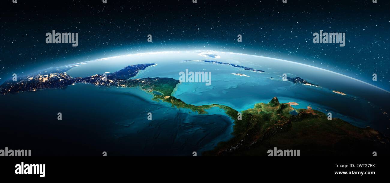 Géographie de l'Amérique centrale. Éléments de cette image fournis par la NASA. rendu 3d. Banque D'Images