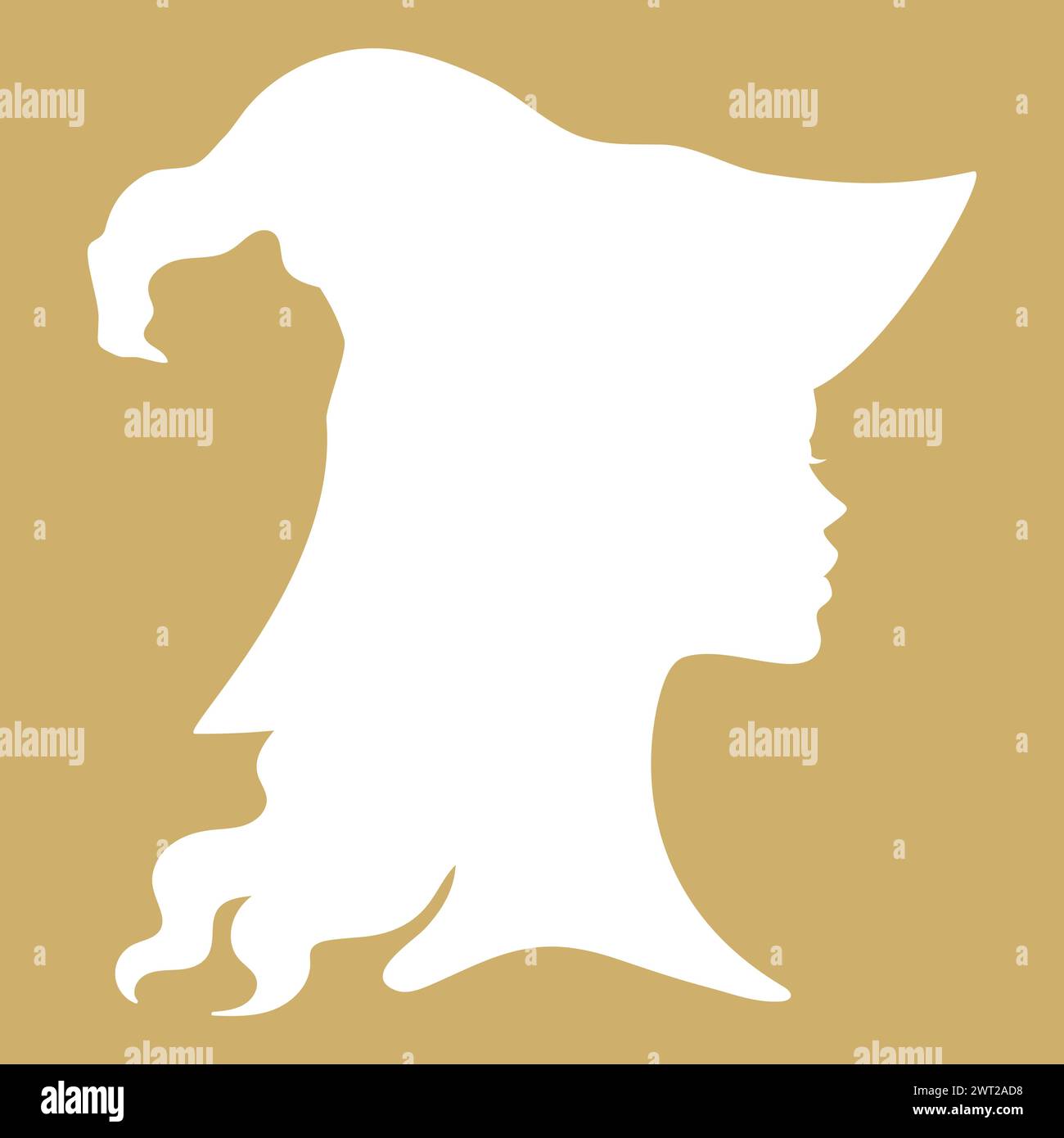 Jeune sorcière en silhouette de chapeau. Illustration vectorielle Illustration de Vecteur