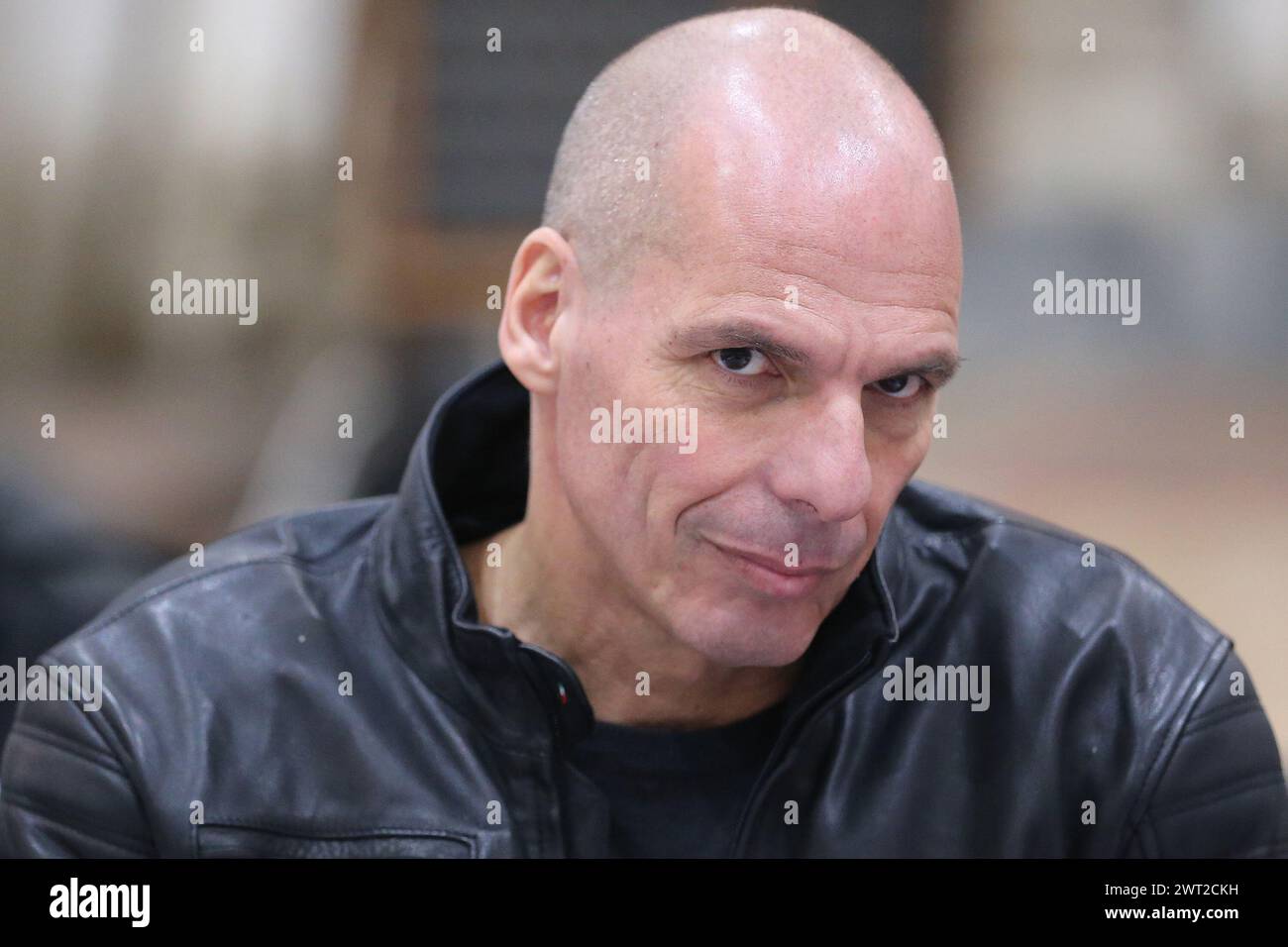 Yanis Varoufakis lors de la présentation de la liste politique transnationale qui sera présentée aux élections européennes de 2019. Présentez Severa Banque D'Images