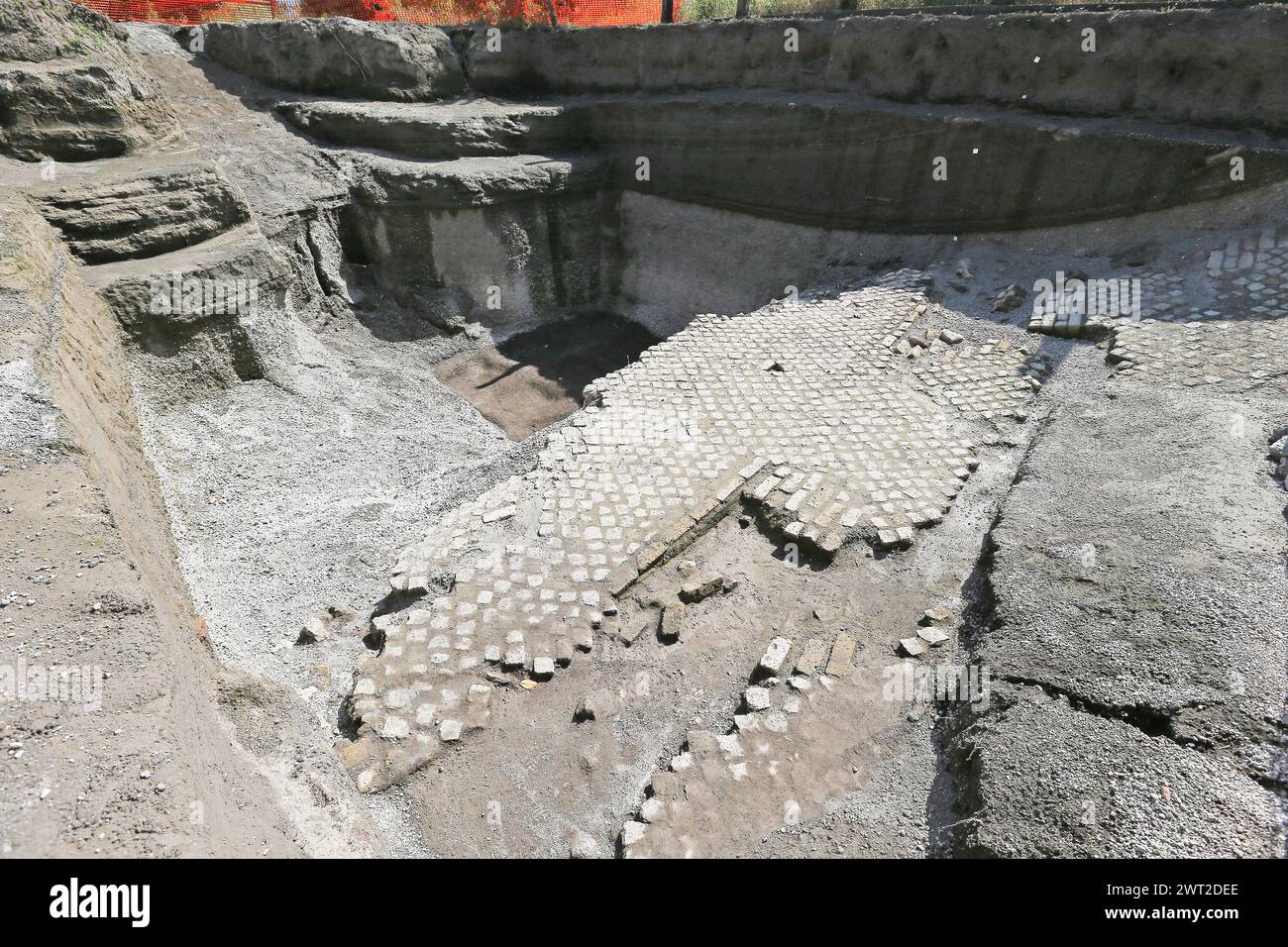 Les ruines d'une maison romaine (une nouvelle découverte importante), près de Pompéi, découvertes sur le territoire de Boscoreale. Banque D'Images