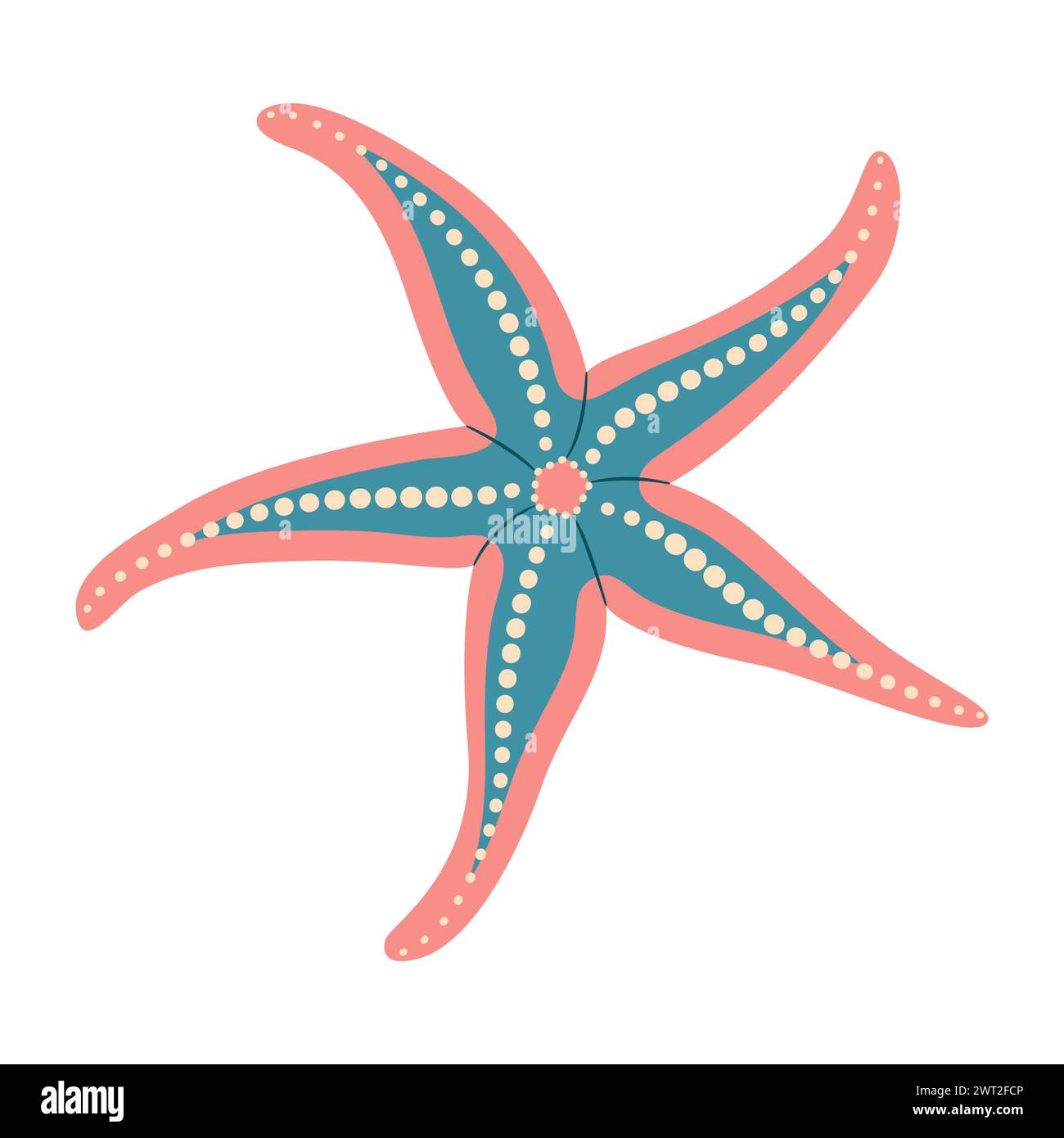 Style plat étoile de mer. Icône Royal Starfish. Style cartoon animal marin. Échinoderme. Icône marine sous-marine isolée sur fond blanc. Illustration vectorielle d'été Illustration de Vecteur