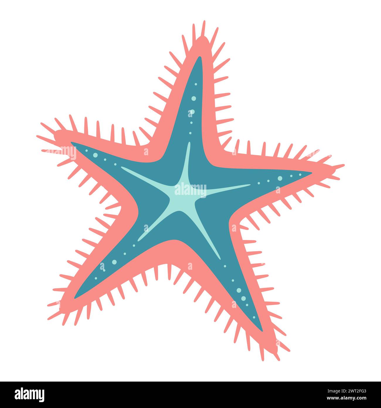 Style plat étoile de mer. Icône Royal Starfish. Style cartoon animal marin. Échinoderme. Icône marine sous-marine isolée sur fond blanc. Illustration vectorielle d'été Illustration de Vecteur