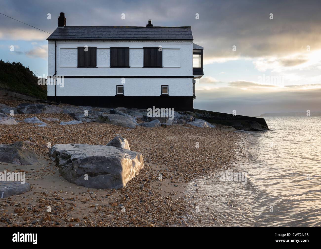 La Maison de la montre noire et blanche à Lepe, New Forest Banque D'Images