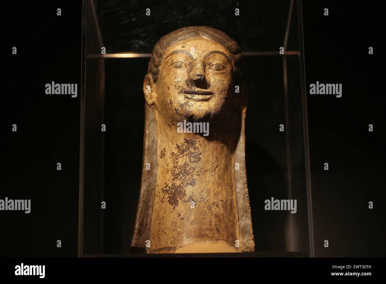 Sculpture étrusque exposée à Pompéi lors de l'exposition 'Pompéi et les Etrusques' Banque D'Images