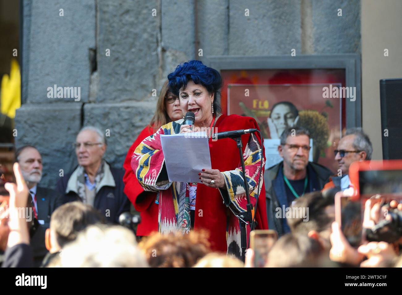 L'actrice italienne Marisa Laurito, lors du rassemblement de protestation et de solidarité avec le peuple iranien 'Women Life Freedom', contre l'oppression et le discr Banque D'Images