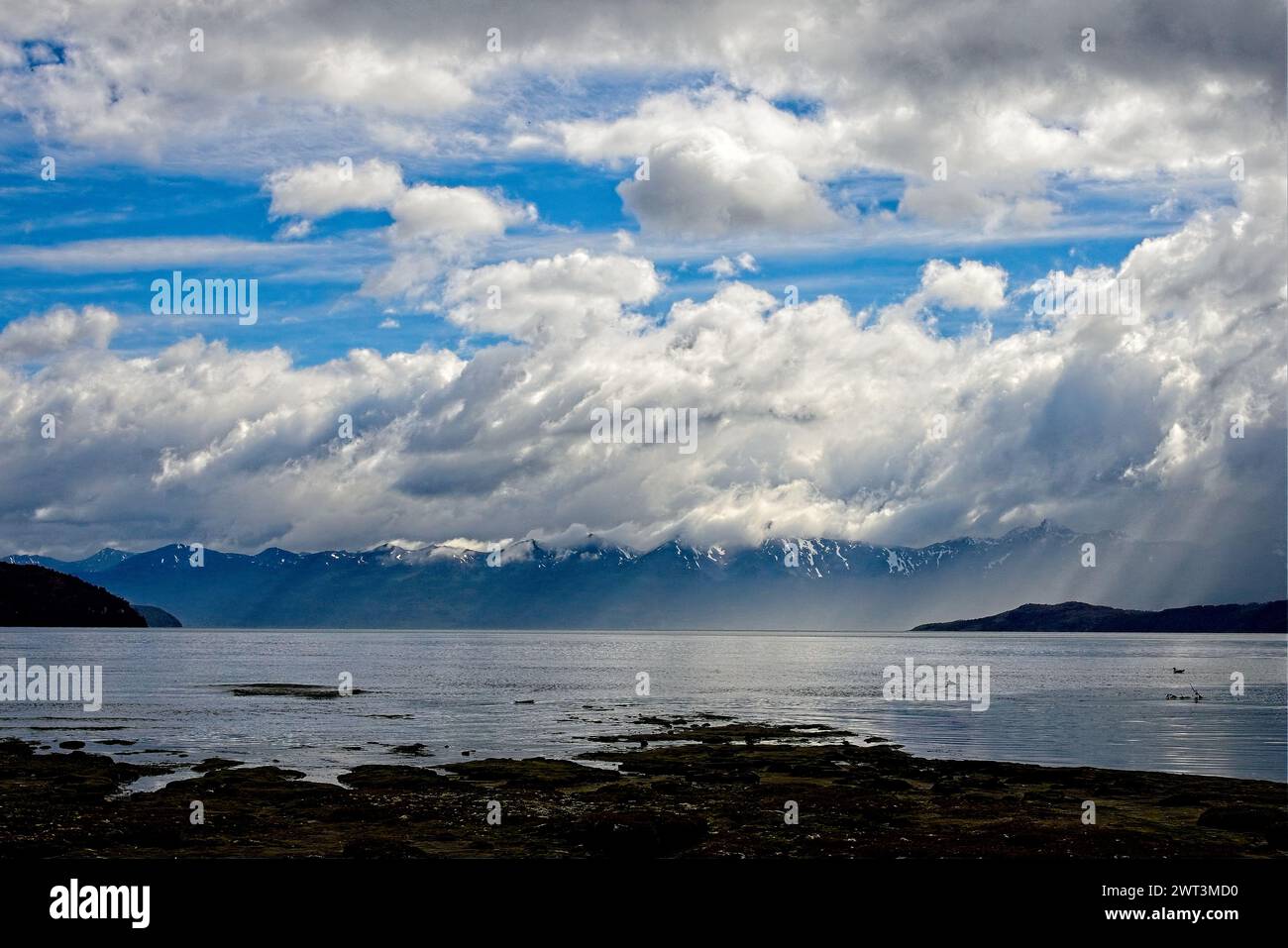 Baie d'Ainsworth, dans la région de Tierra del Fuego au Chili. Banque D'Images