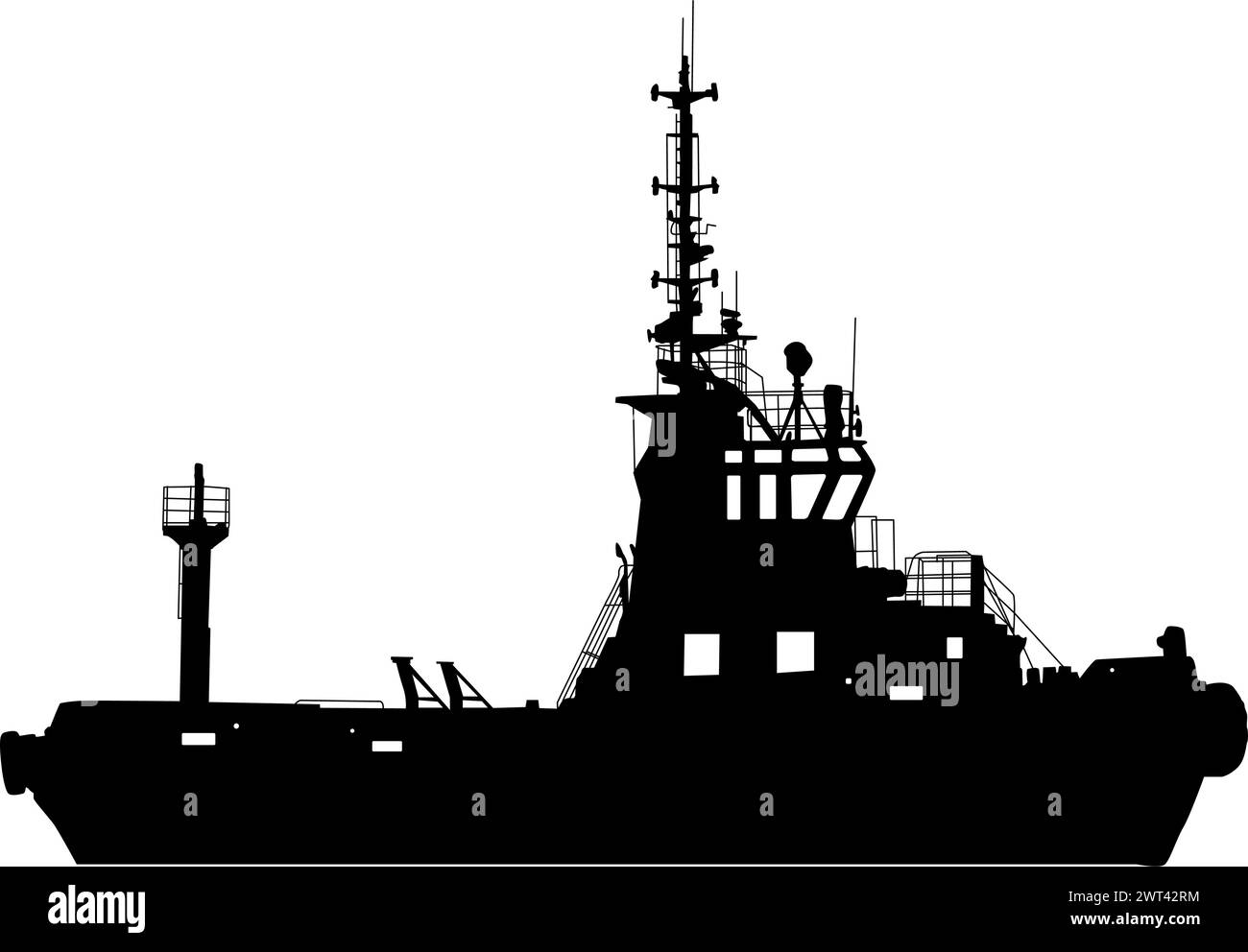 Silhouette sur un fond blanc d'un navire de transport. Illustration de Vecteur