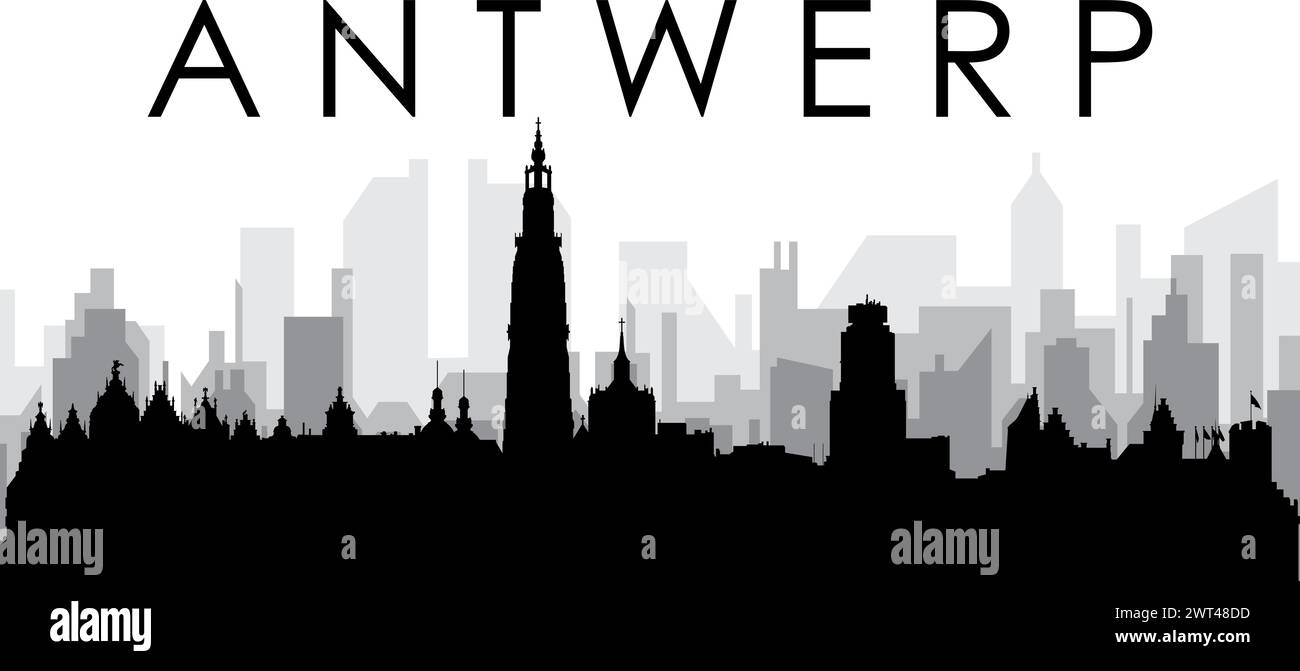 Panorama urbain d'ANVERS, BELGIQUE Illustration de Vecteur