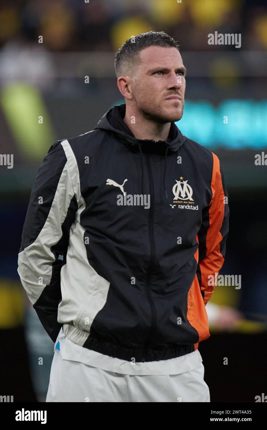 VILLARREAL, ESPAGNE - 14 MARS : Jordan Veretout milieu de terrain central de l'Olympique de Marseille avant la manche 2023/24 de l'UEFA Europa League du 16e match de deuxième manche entre Villarreal CF et l'Olympique Marseille à l'Estadio de la Ceramica le 14 mars 2024 à Villarreal, Espagne. (Photo de Jose Torres/photo Players images) crédit : Francisco Macia/Alamy Live News Banque D'Images