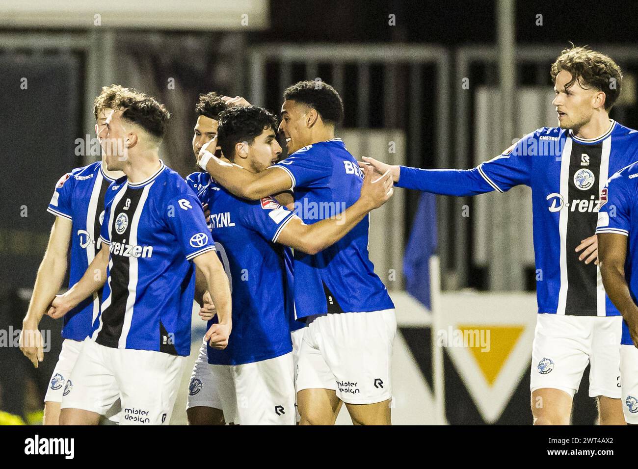 DEN BOSCH - 15-03-2024. Stadium.de Vliert. Keuken Kampioen Divisie, KKD. Saison 2023-2024. FC Den Bosch - Willem II. Den Bosch joueur Salah Eddine Oulad M main célébrant le but. 1-1. Crédit : Pro Shots/Alamy Live News Banque D'Images