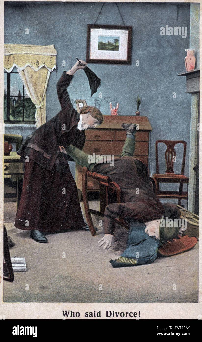 CARTE POSTALE ANGLAISE ANTI-SUFFRAGETTE VERS 1905 Banque D'Images