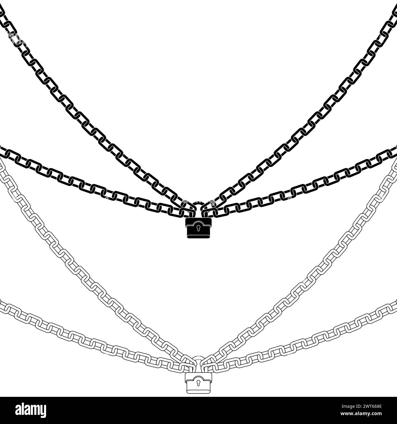 Conception vectorielle du signe d'alerte avec cadenas et chaînes Illustration de Vecteur