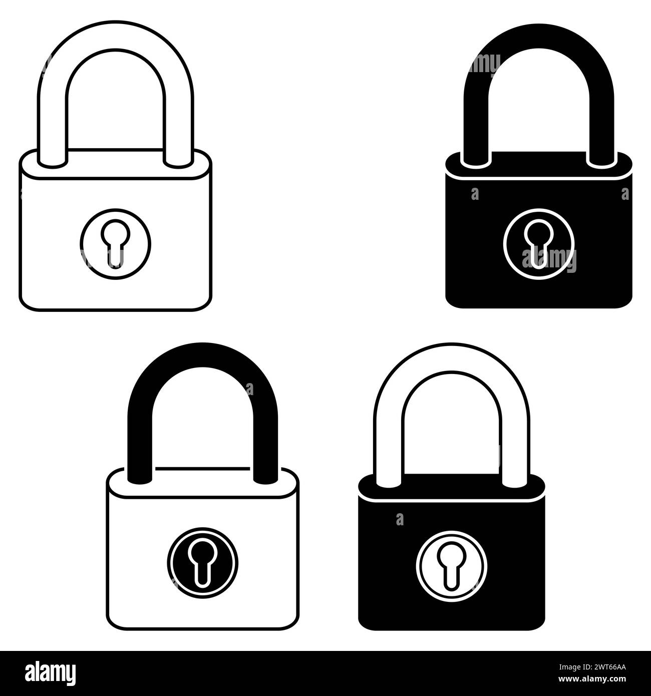 Conception vectorielle de cadenas en métal pour la sécurité personnelle, cadenas pour serrurier Illustration de Vecteur