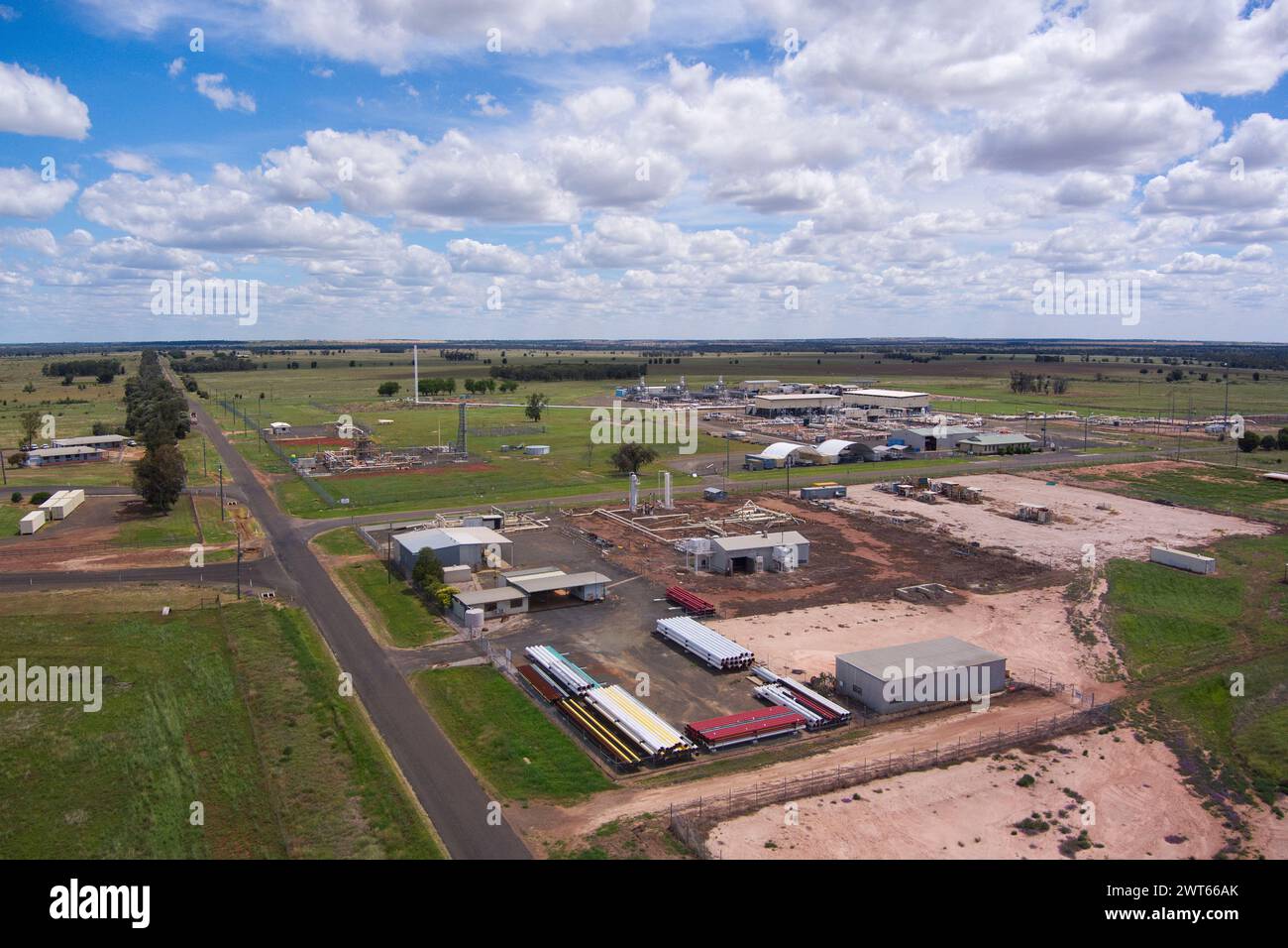 Aérien le hub de GNL de SANTOS Coal Seam Gas Wallumbilla South sur le Maranoa Queensland Australie Banque D'Images