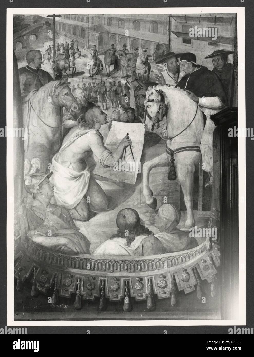 Lazio Roma Rome Palazzo del Commendatore9. Hutzel, Max 1960-1990 Post-médiéval : architecture, sculpture architecturale, sculpture, fresque. Notes de l'objet : le palazzo est le siège du président de l'hôpital de Borgo S. Spirito ; construit entre 1567-71 après la conception de Nanni di Baccio Bigio ; façade linéaire ; horloge fantastique de 1827. Hôpital a été fondé en 1198 par le pape Inncenzo III. Fresques dans les salons, environ 1 000 mètres carrés. 53 négatifs ont déjà été classés. Photographe et érudit d'origine allemande Max Hutzel (1911-1988) photographié en Italie du début des années 1960 jusqu'à sa mort. Banque D'Images