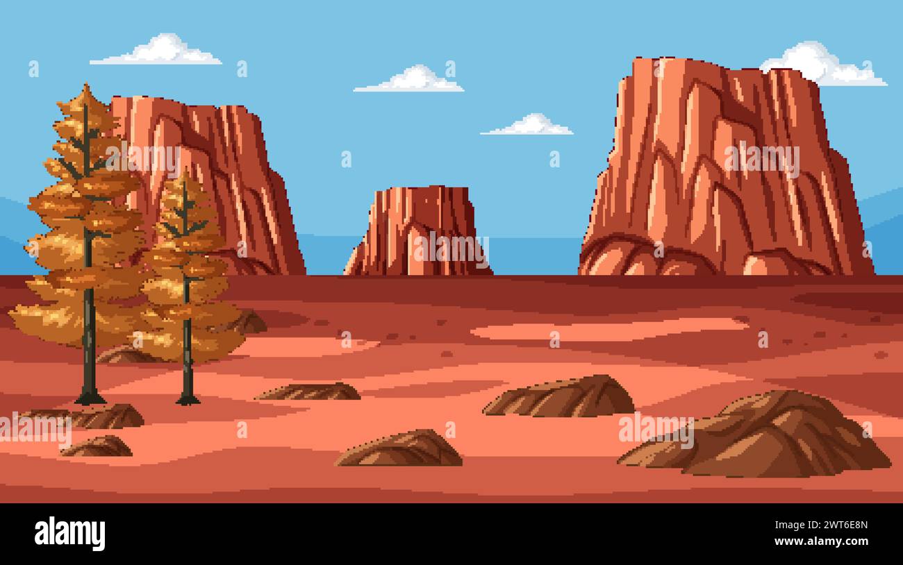 Illustration vectorielle de paysage désertique avec des falaises Illustration de Vecteur