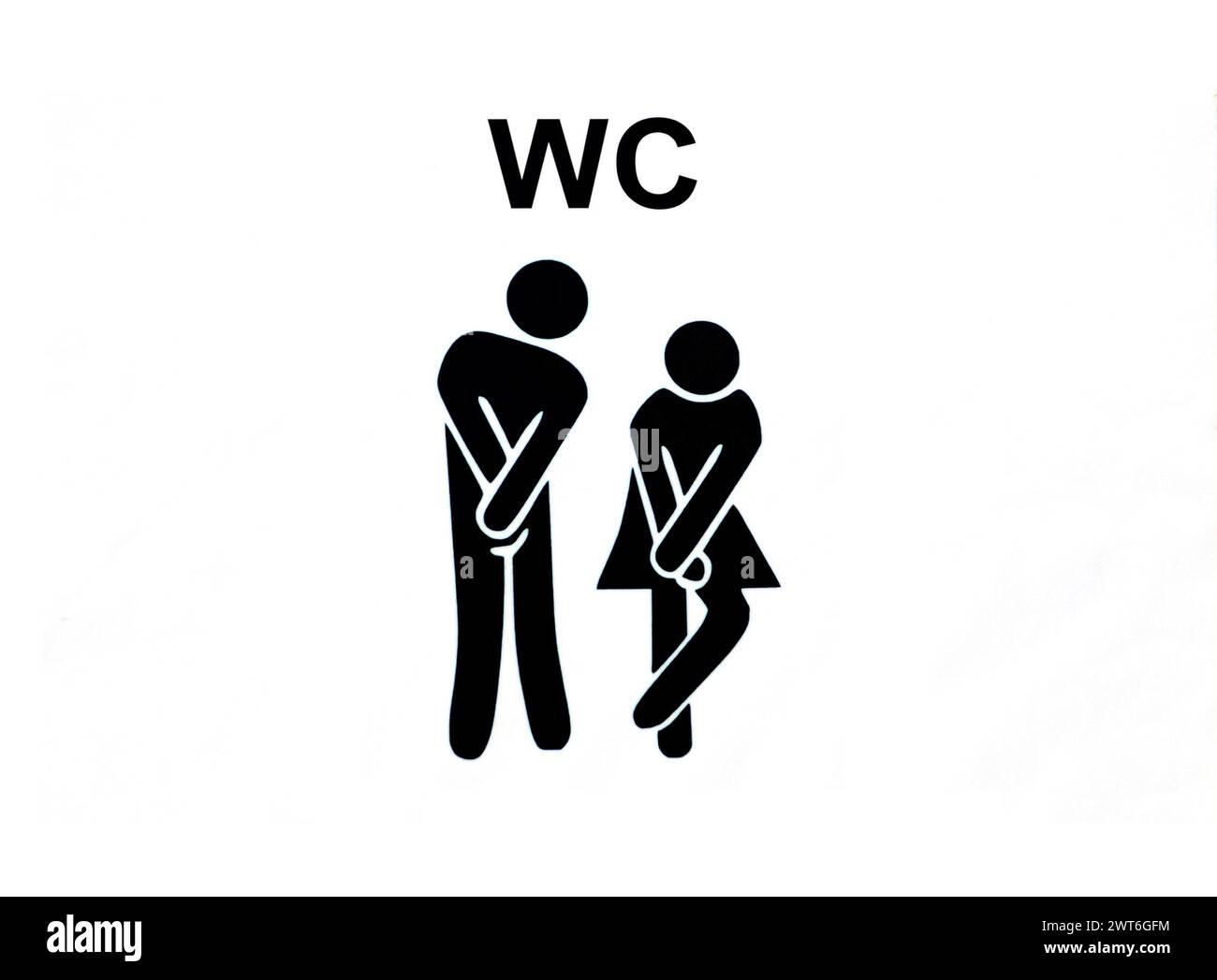Un signe de wc drôle, wc, wc signe, wc, homme, femme, studio Banque D'Images
