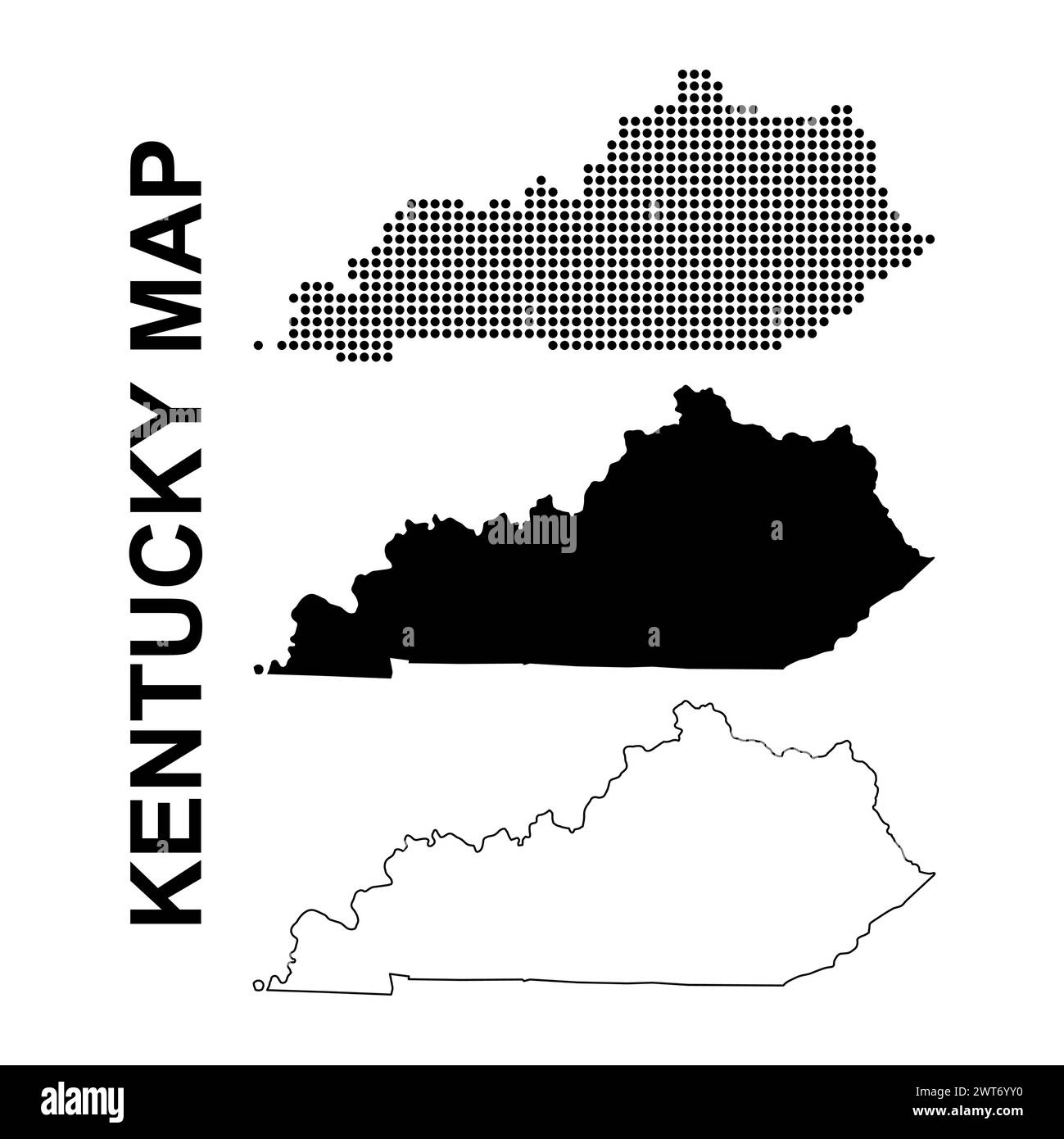 Ensemble de cartes du Kentucky, états-unis d'amérique. Illustration vectorielle de l'icône de concept plat . Illustration de Vecteur
