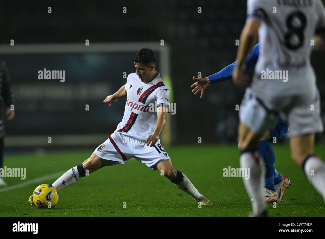 Tommaso Corazza (Bologne) lors du match de Serie A entre Empoli 0-1 Bologne au stade Carlo Castellani le 15 mars 2024 à Empoli, Italie. Crédit : Maurizio Borsari/AFLO/Alamy Live News Banque D'Images