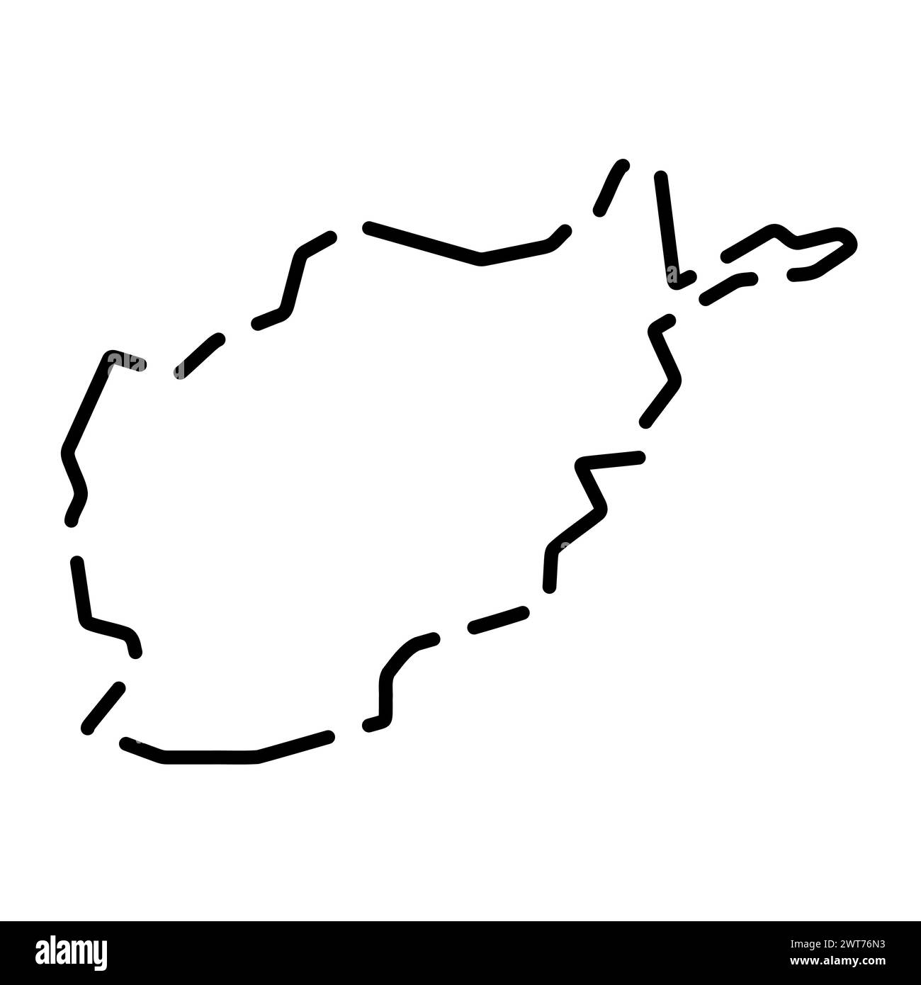 Afghanistan carte simplifiée du pays. Contour noir brisé sur fond blanc. Icône vectorielle simple Illustration de Vecteur
